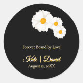 Sticker Rond Mariage Fleuris Noir (Devant)