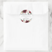 Sticker Rond Mariage Fleuris Rose Bourguignon Fête d'Anniversai (Sac)