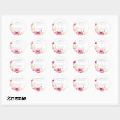Sticker Rond Mariage Fleurissant Shower de Mariée (Feuille)