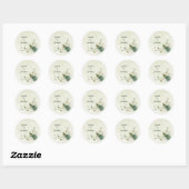 Sticker Rond mariage fleurs blanches vert sauge (Feuille)