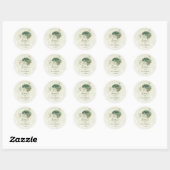 Sticker Rond mariage fleurs blanches vert sauge (Feuille)