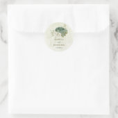 Sticker Rond mariage fleurs blanches vert sauge (Sac)