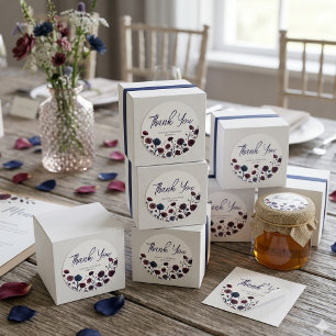 Sticker Rond Mariage Fleurs Burgundy & Bleu Atmosphère