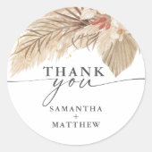 Sticker Rond Mariage Fleurs de Pampa et Palmier Séché (Devant)