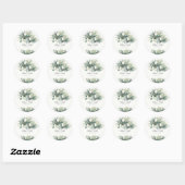 Sticker Rond Mariage Fleurs Douces de Verdure Accent Doré (Feuille)