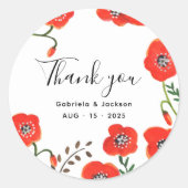 Sticker Rond Mariage Fleurs Red Poppies (Devant)