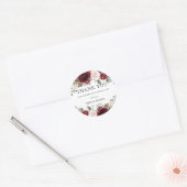 Sticker Rond Mariage Fleurs Roses Fuschia Burgundy Fête d'anniv (Enveloppe)