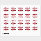 Sticker Rond Mariage Fleurs rouges (Feuille)