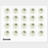 Sticker Rond mariage fleurs vert sauge (Feuille)