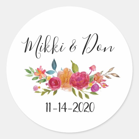 Sticker Rond Mariage floral (Devant)