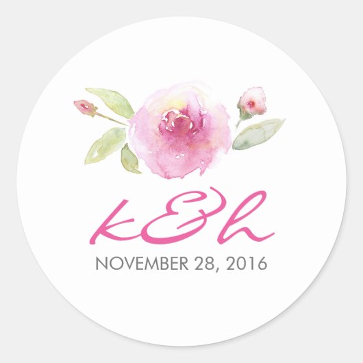 Sticker Rond mariage floral aquarelle (Devant)