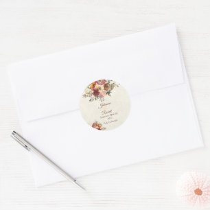 Sticker Rond Mariage floral automnal et or