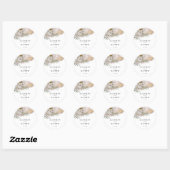 Sticker Rond Mariage Floral Beige Bohème (Feuille)