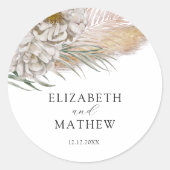 Sticker Rond Mariage Floral Beige Bohème (Devant)