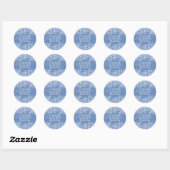 Sticker Rond Mariage Floral bleu-blanc (Feuille)