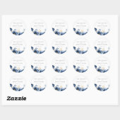 Sticker Rond Mariage floral bleu bleu de Dusky (Feuille)