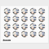 Sticker Rond Mariage floral bleu bleu marine et bleu roux (Feuille)