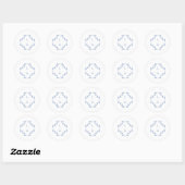 Sticker Rond Mariage Floral bleu et blanc (Feuille)