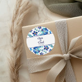 Sticker Rond Mariage floral bleu et blanc