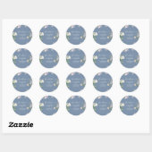 Sticker Rond mariage floral bleu et blanc poussiéreux (Feuille)