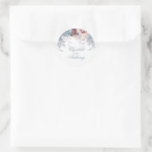 Sticker Rond Mariage floral bleu et mauve (Sac)
