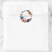 Sticker Rond Mariage floral bleu et orange (Sac)