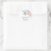 Sticker Rond Mariage floral bleu et rose (Sac)