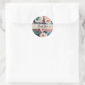 Sticker Rond Mariage floral bleu foncé et rose pâle (Sac)