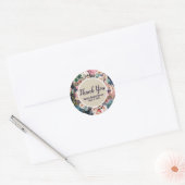 Sticker Rond Mariage floral bleu foncé et rose pâle (Enveloppe)