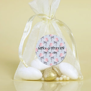 Sticker Rond Mariage floral bleu foncé moderne