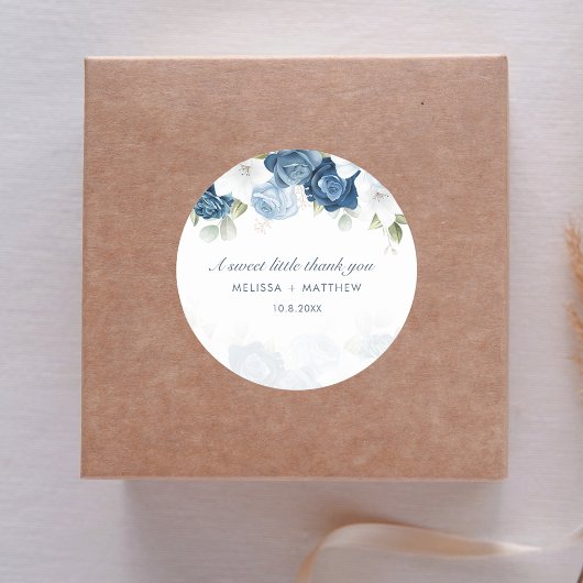 Sticker Rond Mariage floral bleu foncé moderne