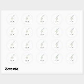 Sticker Rond Mariage floral bleu minimal (Feuille)