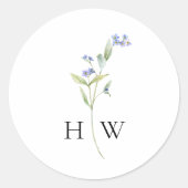Sticker Rond Mariage floral bleu minimal (Devant)