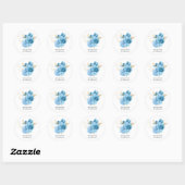 Sticker Rond Mariage floral bleu pastel et or (Feuille)