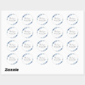 Sticker Rond mariage floral bleu poussiéreux (Feuille)