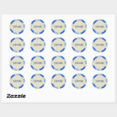 Sticker Rond Mariage floral bleu romantique (Feuille)
