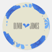 Sticker Rond Mariage floral bleu romantique (Devant)