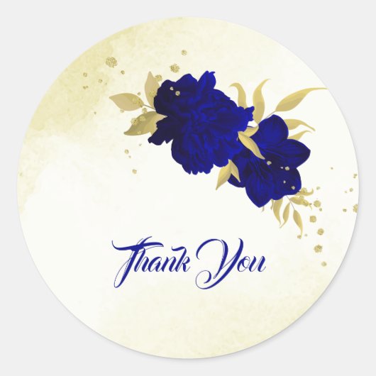 Sticker Rond mariage floral bleu royal (Devant)