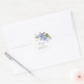 Sticker Rond Mariage Floral Bleu Rustique Favoriser (Enveloppe)
