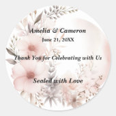 Sticker Rond Mariage floral Blush Boho (Devant)