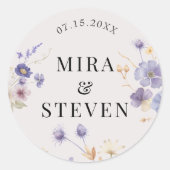 Sticker Rond Mariage floral bohème rustique (Devant)