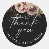 Sticker Rond Mariage floral boho de la fleur de l'automne noir  (Devant)