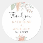 Sticker Rond Mariage floral boho minimal (Devant)