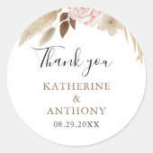 Sticker Rond Mariage floral boho minimal (Devant)