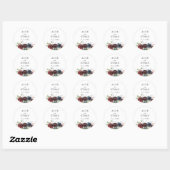 Sticker Rond Mariage floral bordeaux et bleu (Feuille)