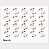 Sticker Rond mariage floral bordeaux et rouge (Feuille)