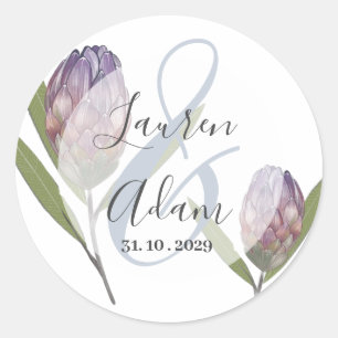Sticker Rond Mariage Floral Botanique Moderne à l'Aquarelle