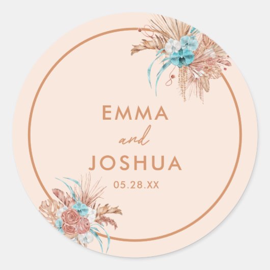 Sticker Rond Mariage floral Brown terrestre moderne (Devant)