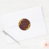 Sticker Rond Mariage Floral Burgundy Gold Classy (Enveloppe)