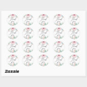 Sticker Rond Mariage Floral Cactus Boho | Remerciement Script (Feuille)